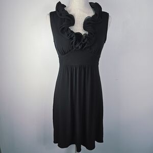 BCX Black Ruffled Dress Cocktail Tie Back Medium